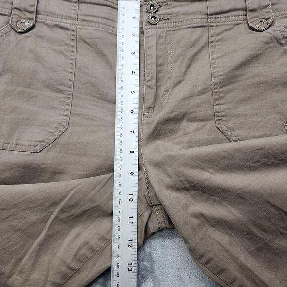 Gloria Vanderbilt Pants Womens 12 Tan Tyra Capri Ruched Hem Embroidered Studded - Picture 13 of 16